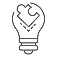 Puzzle bulb icon, outline style vector