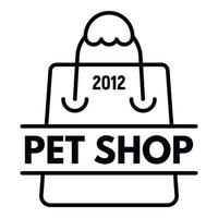 Pet shop hand bag logo, outline style vector