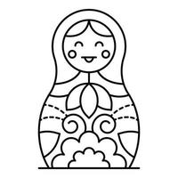 Smiling nesting doll icon, outline style vector