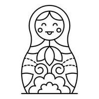 Smiling nesting doll icon, outline style vector