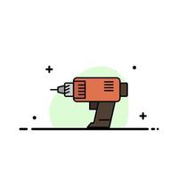 Drill Power Machine Cordless Electronics  Business Flat Line Filled Icon Vector Banner Template