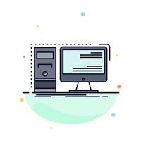 Computer desktop hardware workstation System Flat Color Icon Vector