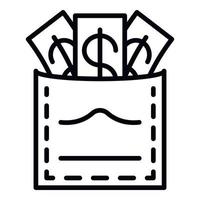 Corruption money in pocket icon, outline style vector