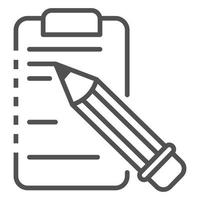 Write pencil on clipboard icon, outline style vector