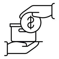 icono de entrega de caja de pago, estilo de esquema vector