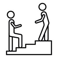 icono de ayuda de la mano de las escaleras del hombre, estilo de esquema vector