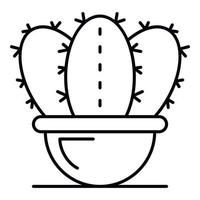 icono de maceta de cactus botánica, estilo de contorno vector