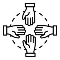 Hand teamwork icon, outline style vector