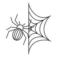 Spider on web icon, outline style vector