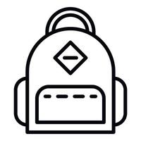 Student backpack icon, outline style vector