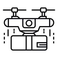 Delivery box drone icon, outline style vector
