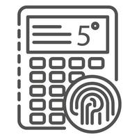 Fingerprint smart lock icon, outline style vector