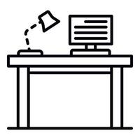 Pc homework table icon, outline style vector