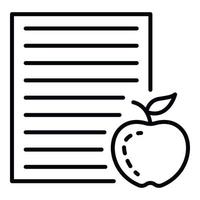 Homework paper apple icon, outline style vector