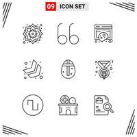 9 Icons Line Style Grid Based Creative Outline Symbols for Website Design Simple Line Icon Signs Isolated on White Background 9 Icon Set vector