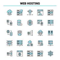 25 Web Hosting Black and Blue icon Set Creative Icon Design and logo template Creative Black Icon vector background