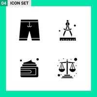 Pack of 4 Solid Style Icon Set Glyph Symbols for print Creative Signs Isolated on White Background 4 Icon Set Creative Black Icon vector background