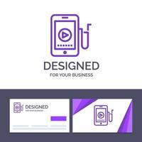 tarjeta de visita creativa y plantilla de logotipo música móvil educación celular ilustración vectorial vector