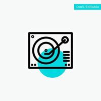 Deck Device Phonograph Player Record turquoise highlight circle point Vector icon