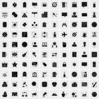 Set of 100 Business Solid Glyph icons vector