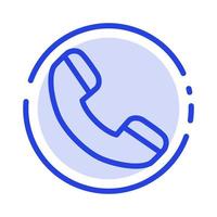 Call Phone Telephone Blue Dotted Line Line Icon vector