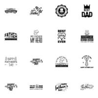 Happy fathers day 16 Black Typography set Vector typography Vintage lettering for greeting cards banners tshirt design You are the best dad Editable Vector Design Elements