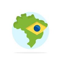 Map Flag Brazil Abstract Circle Background Flat color Icon vector