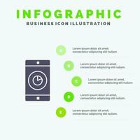 Application Mobile Mobile Application Time Solid Icon Infographics 5 Steps Presentation Background vector