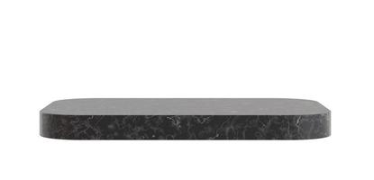 Black marble podium isolated on white background. Elegant stage for product, cosmetic presentation. Luxury mock up. Pedestal or platform for beauty products. Empty scene. 3D rendering. photo