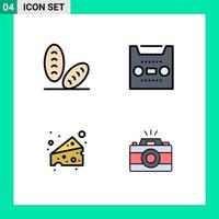 4 Creative Icons Modern Signs and Symbols of baguette swiss audio tape image Editable Vector Design Elements