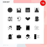 Modern Set of 16 Solid Glyphs Pictograph of toggle switch off device design element christmas Editable Vector Design Elements