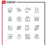 Modern Set of 16 Outlines and symbols such as game shirt avatar lemon shipment Editable Vector Design Elements