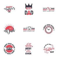 HAPPY FATHERS DAY 9 Black and Pink HOLIDAY HAND LETTERING VECTOR HAND LETTERING GREETING TYPOGRAPHY Editable Vector Design Elements