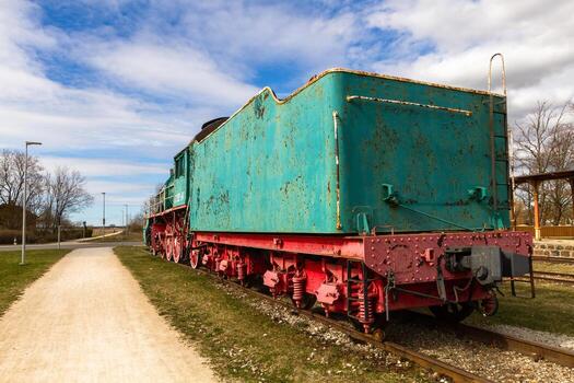 viejos vagones y vías de tren foto
