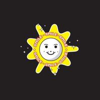 Retro smile face expression character sticker. for clothing print designs or stickers. vector illustration