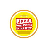 pizza badge sticker with extra spicy special menu text slogan. for print design. Vector