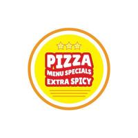 pizza badge sticker with extra spicy special menu text slogan. for print design. Vector