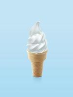 Ice cream cone on blue background photo