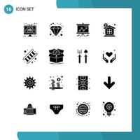 conjunto de 16 iconos de interfaz de usuario modernos signos de símbolos para proyector de finanzas de riqueza de dinero de fuego elementos de diseño vectorial editables vector