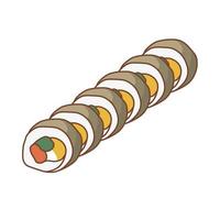 rollo de sushi con salmón y mango. adecuado para pancartas de restaurantes, logotipos y anuncios de comida rápida. comida japonesa. comida asiática. vector