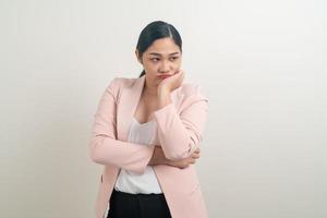 joven, mujer asiática, con, enfurruñamiento, cara foto