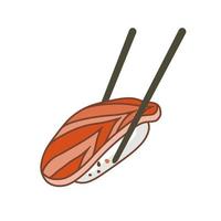 nigiris con salmón. adecuado para pancartas de restaurantes, logotipos y anuncios de comida rápida. comida japonesa. comida asiática. vector