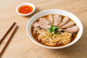 duck noodles with stewed duck soup photo