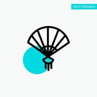 Fan Hand China Chinese turquoise highlight circle point Vector icon