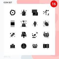 Solid Glyph Pack of 16 Universal Symbols of beauty thumbnails cards cover key Editable Vector Design Elements