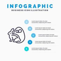 Egg Bunny Easter Rabbit Line icon with 5 steps presentation infographics Background vector