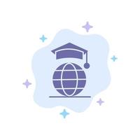 Globe Internet Online Graduation Blue Icon on Abstract Cloud Background vector