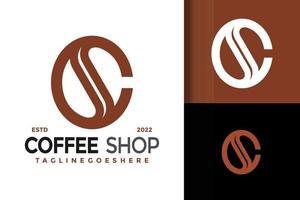 plantilla de ilustración de vector de diseño de logotipo de café de letra c