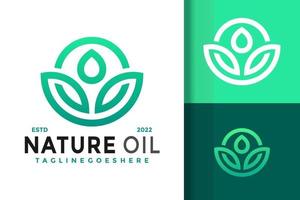 Lotus Nature Oil Logo Design Vector Illustration Template