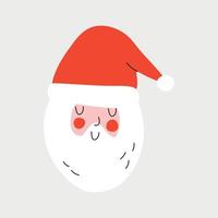 Vector flat illustration with Santa smile in cartoon modern style. Design elements for christmas card, poster, invitation, poster, packaging.